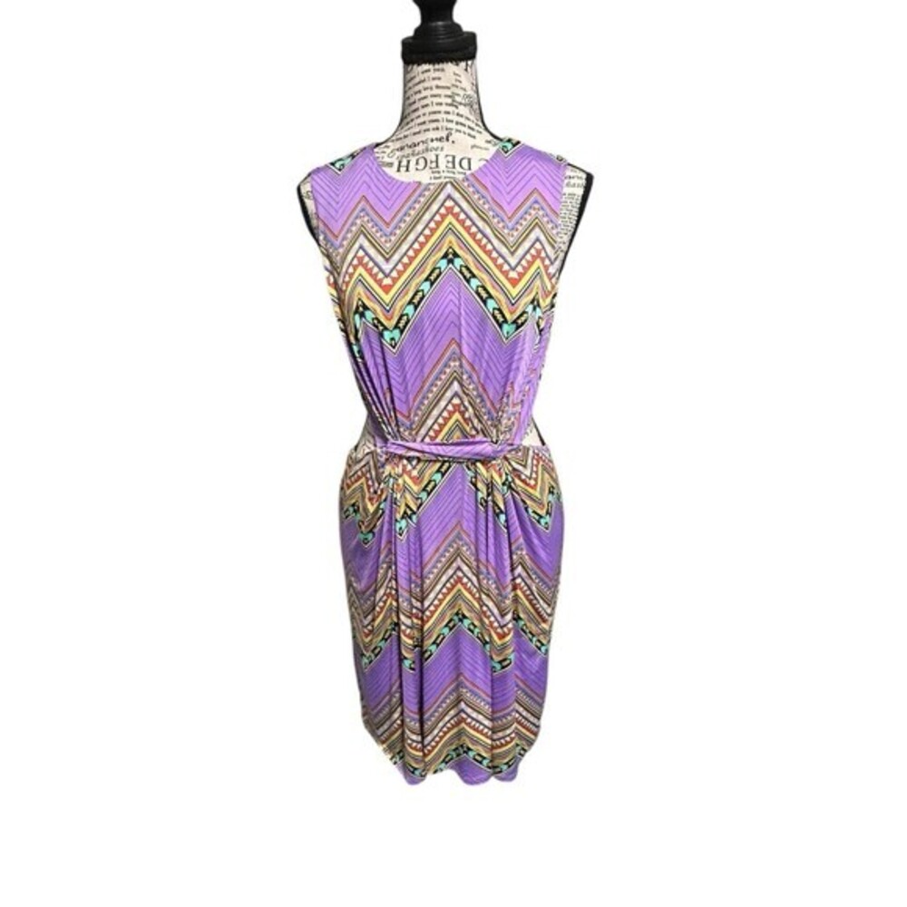 Tbags Los Angeles Zig Zag Print Sleeveless Side Cut Outs M Colorful‎ retro fairy